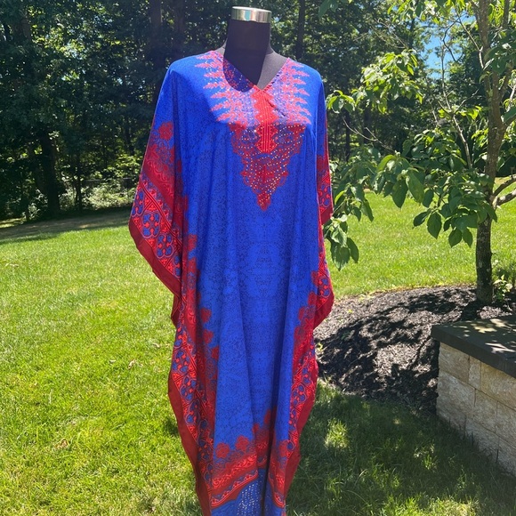 NWT Sante Beautiful Long Summer Kaftan Dress One Size - Picture 3 of 6